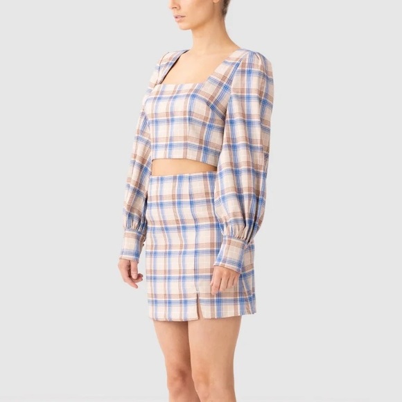 The Fifth Label Baseline Skirt in Bone Check - Picture 2 of 8